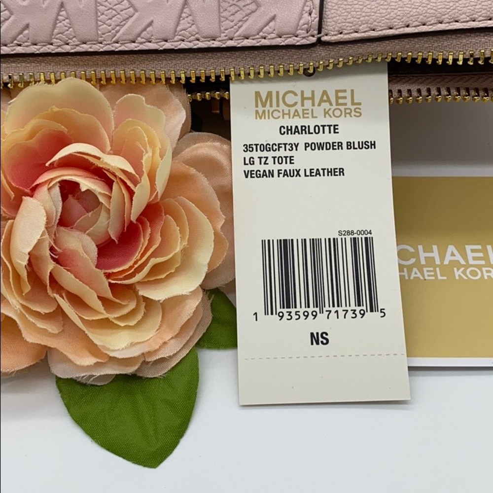 MICHAEL KORS CHARLOTTE LARGE TZ TOTE POWDER BLUSH - Picture 16 of 16